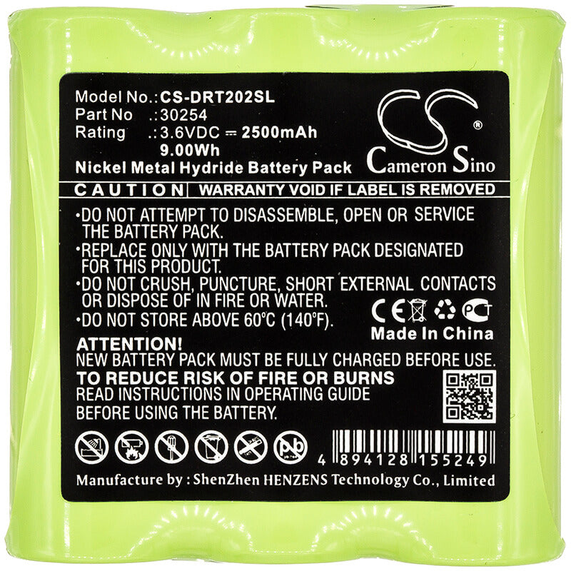 3.6V, 2500mAh, Ni-MH Battery fits Deviser, Ds2002, Ds2002h, 9Wh