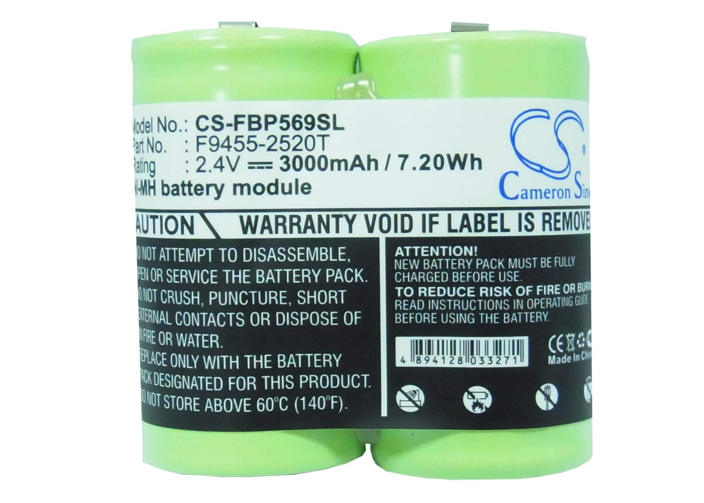 2.4V, 3000mAh, Ni-MH Battery fits Fluke, 474569, 7.2Wh