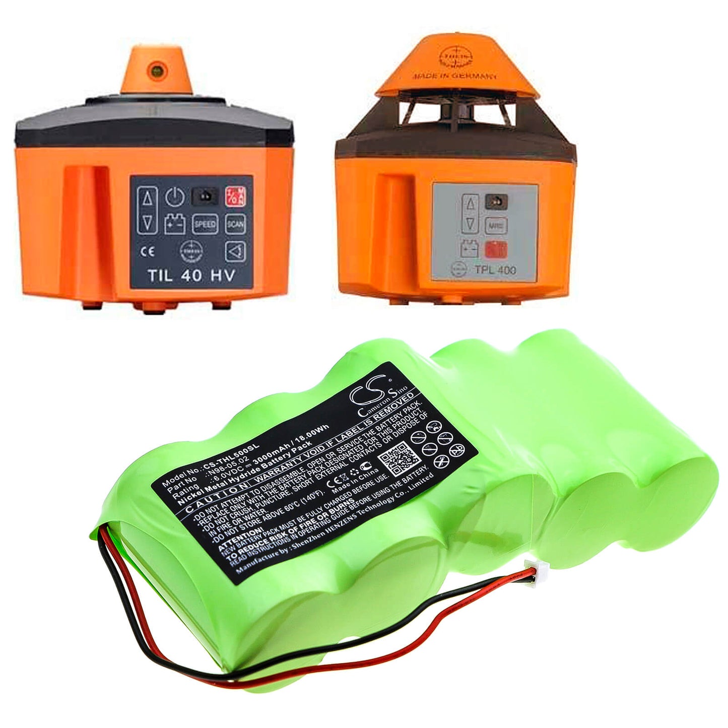 6.0V, 3000mAh, Ni-MH Battery fits Theis, Laser Til 40, Laser Tpl 400, 18Wh