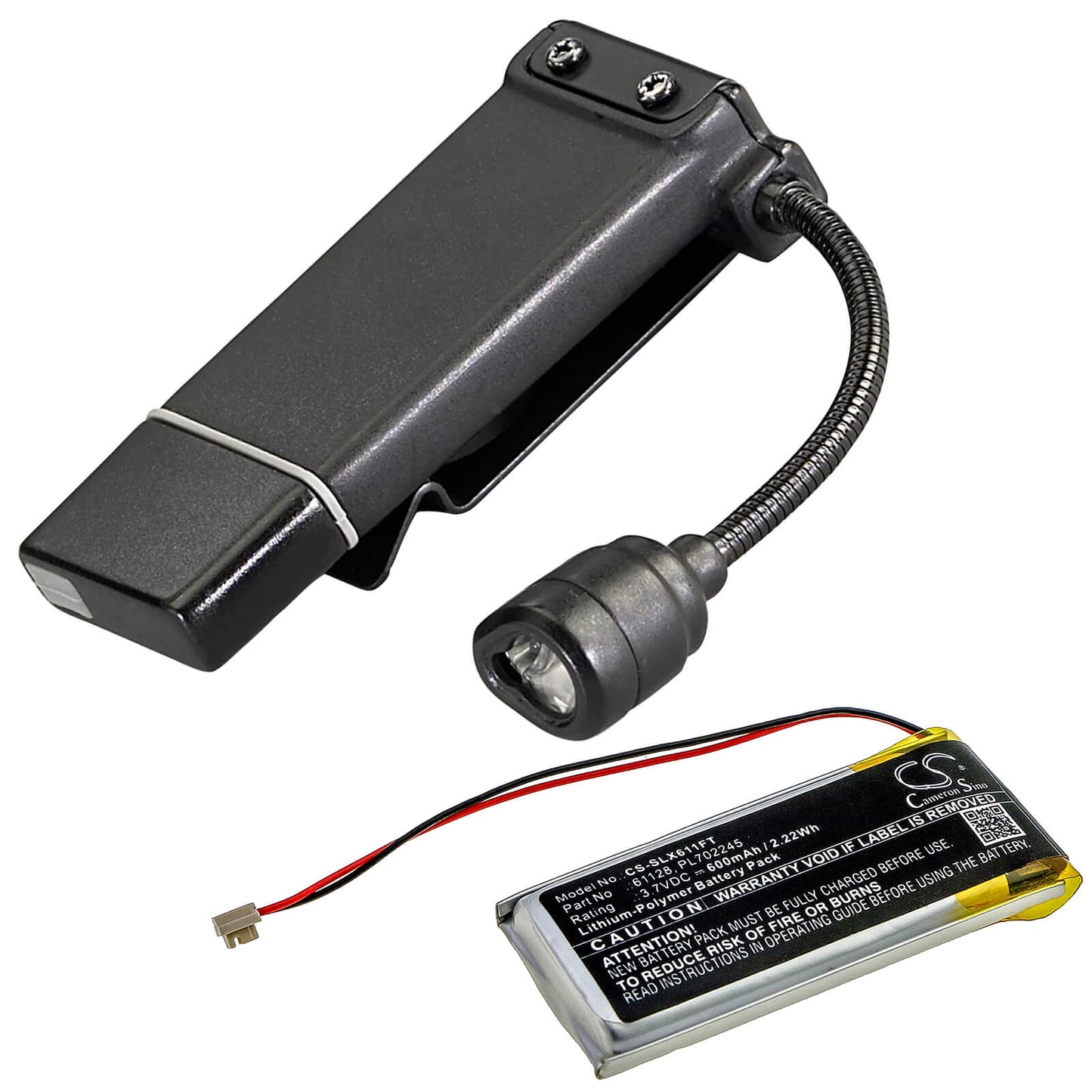 3.7V, 600mAh, Li-Polymer Battery fits Streamlight, Clipmate Usb, 2.22Wh