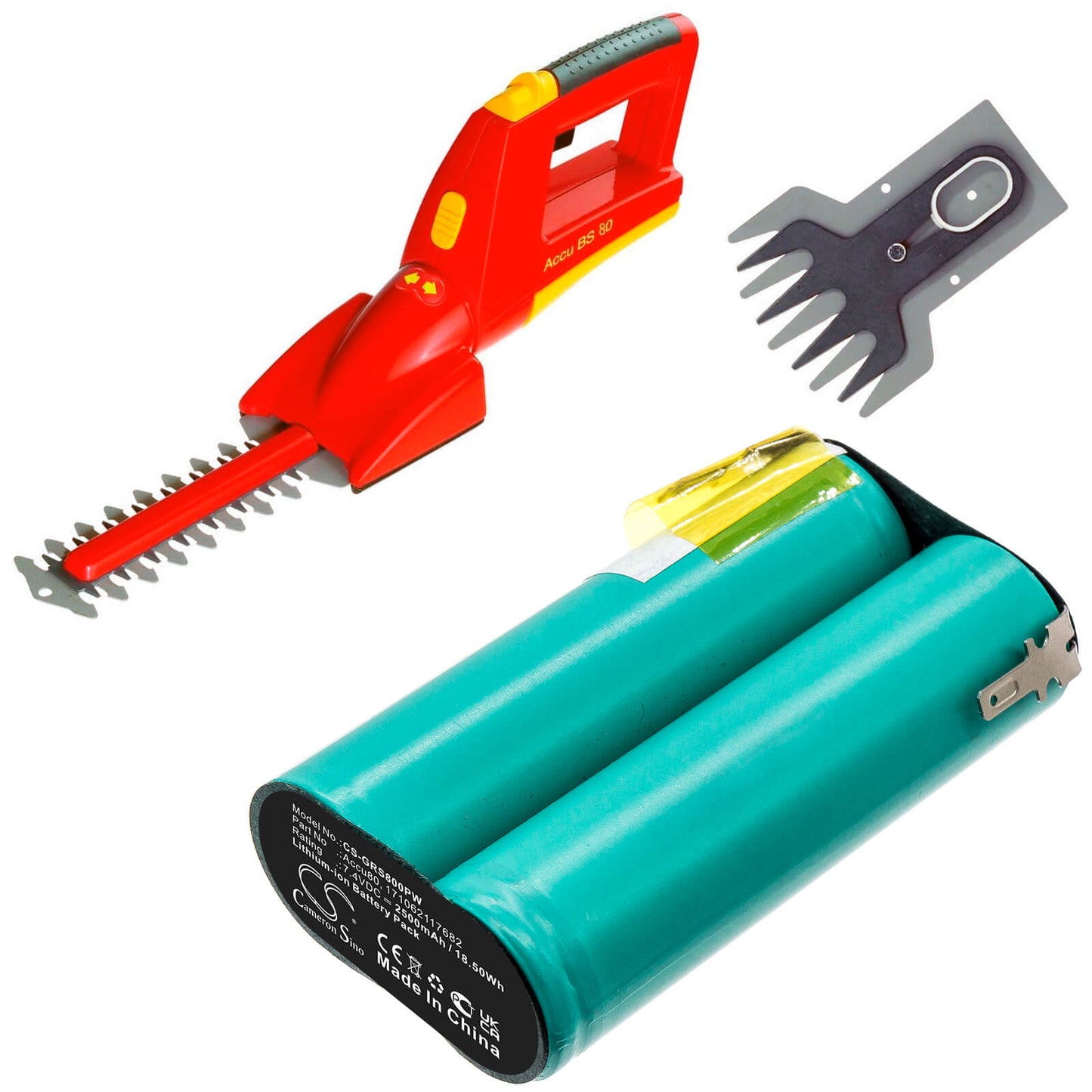 7.4V, 2500mAh, Li-ion Battery fits Wolf-garten, 8803, 8824, 18.5Wh