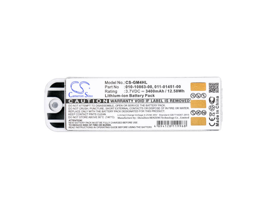 3.7V, 3400mAh, Li-ion Battery fits Garmin, Zumo 400, Zumo 450, 12.58Wh
