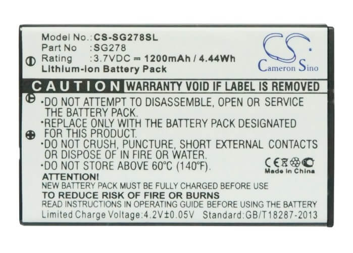 3.7V, 1200mAh, Li-ion Battery fits Zycast, Sg-278, 4.44Wh