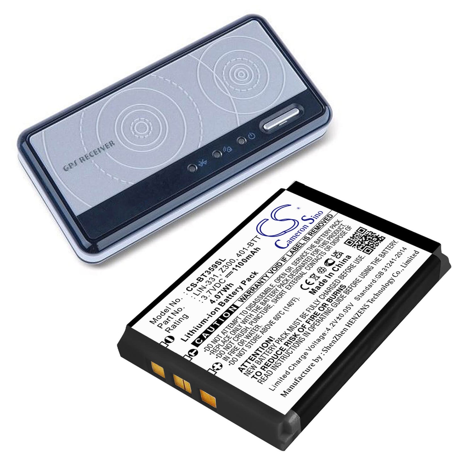 3.7V, 1100mAh, Li-ion Battery fits Haicom, Hi-401bt, Hi-405iii, 4.07Wh