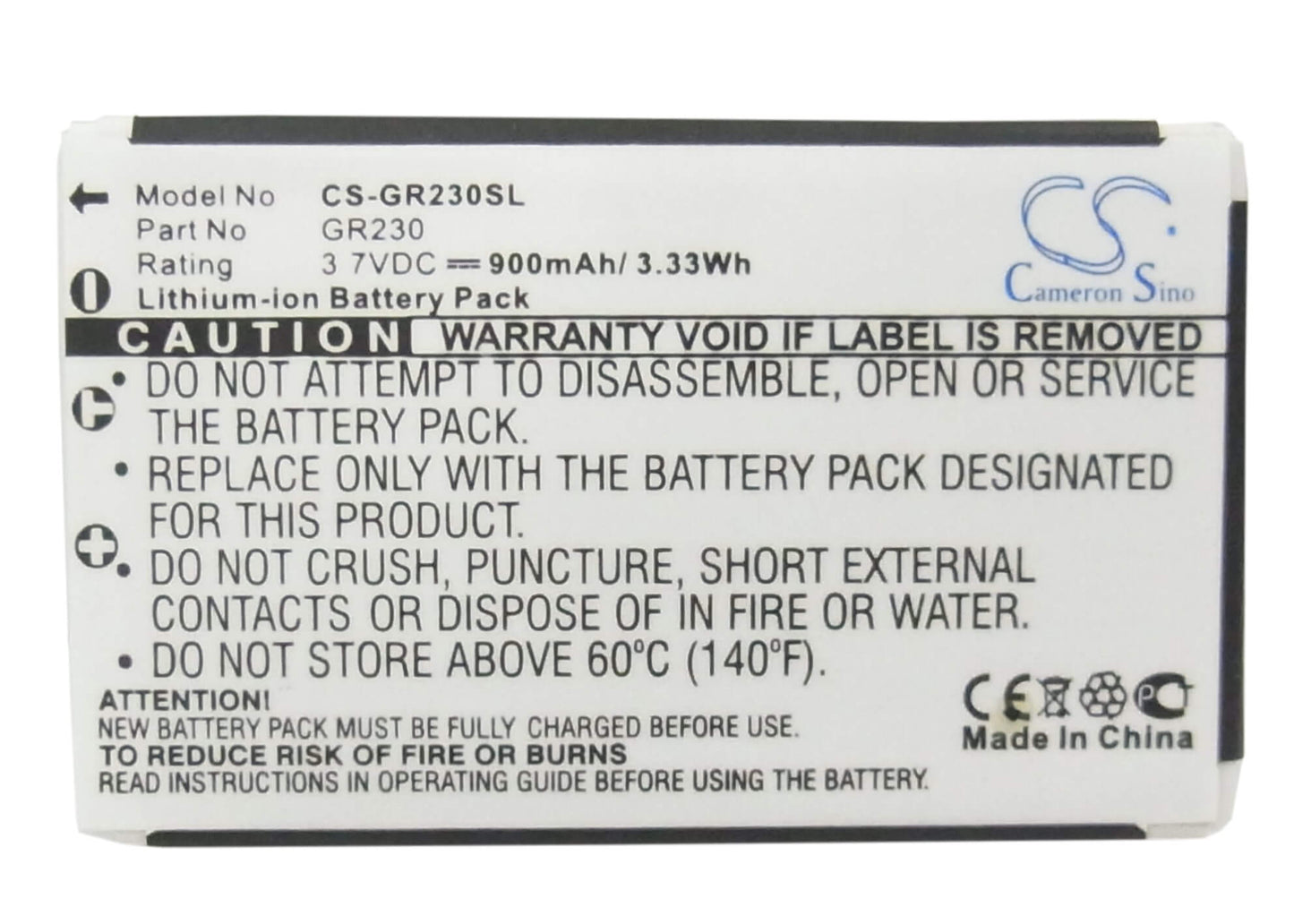 3.7V, 900mAh, Li-ion Battery fits Socketmobile, Communications Bluetooth Gps R, 3.33Wh