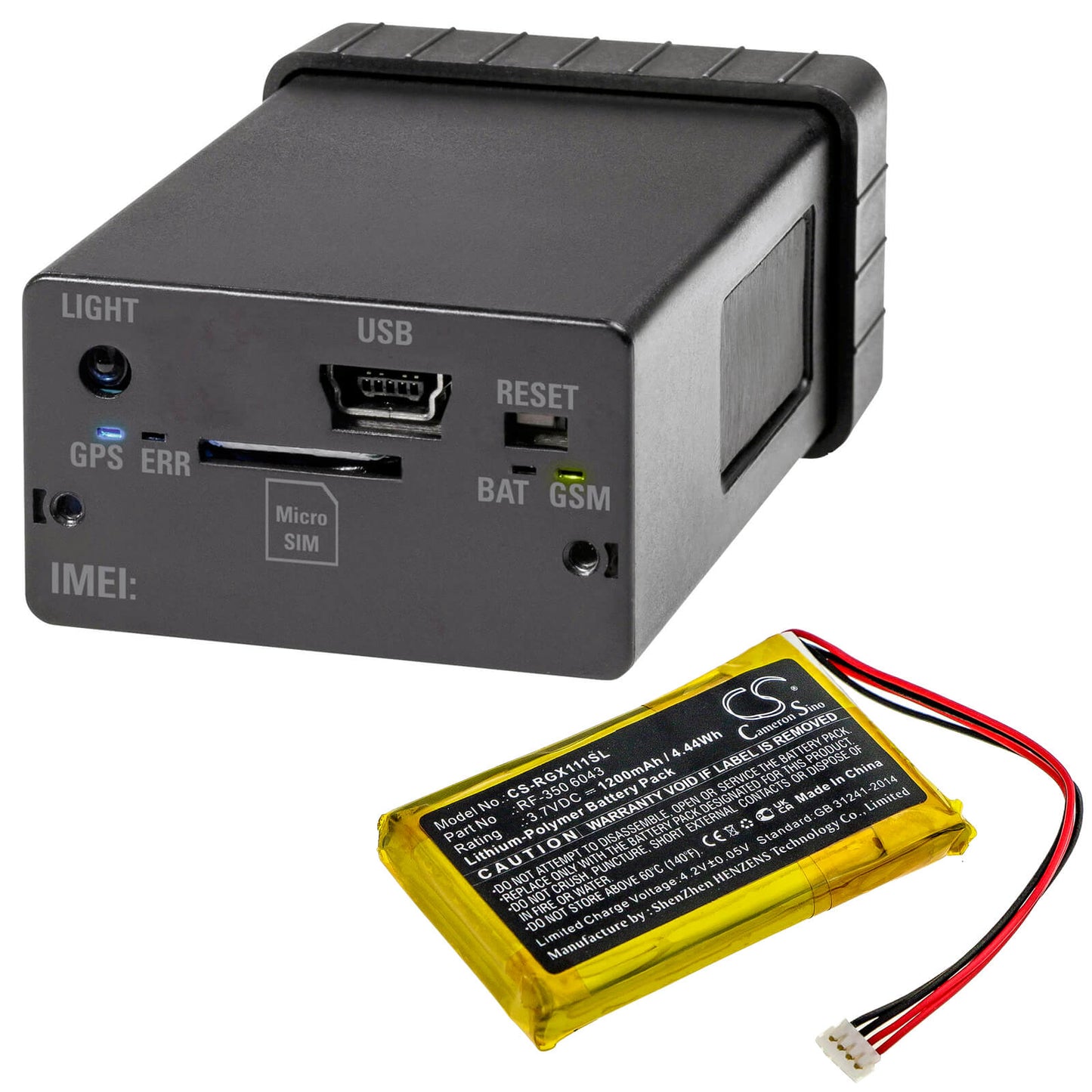 3.7V, 1200mAh, Li-Polymer Battery fits Renkforce, Gx-111, 4.44Wh