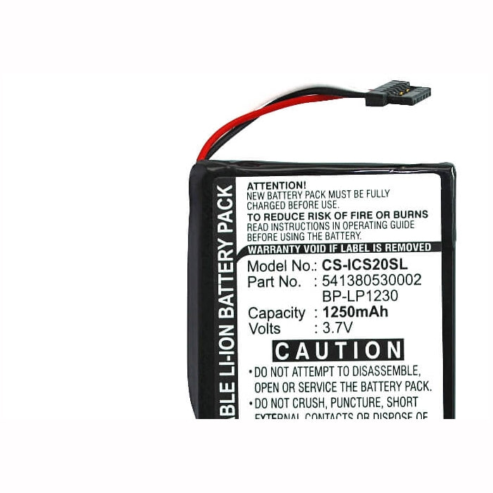 3.7V, 1250mAh, Li-ion Battery fits Navman, S20, 4.625Wh