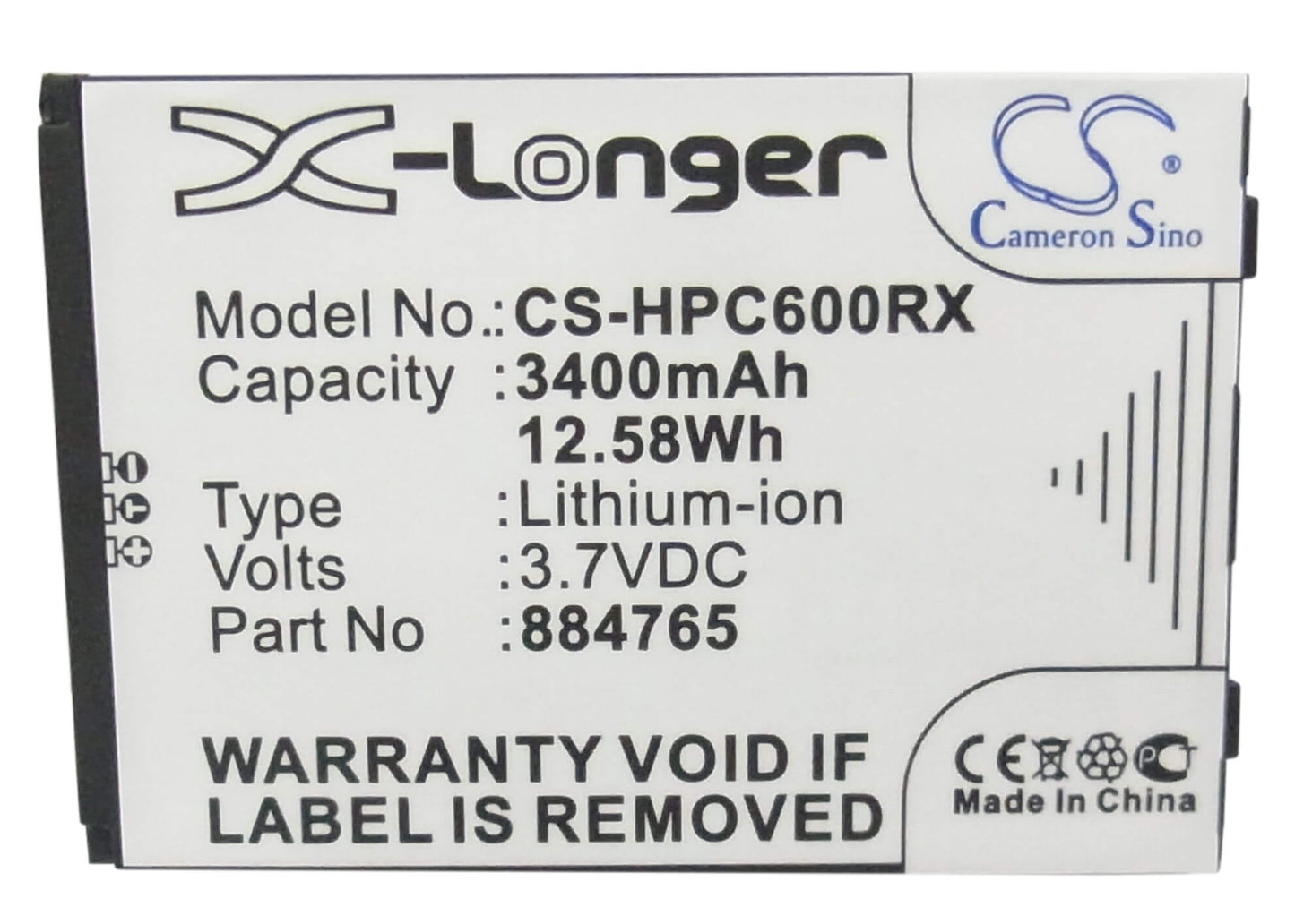 3.7V, 3400mAh, Li-ion Battery fits Clear, Imw-c600w, Imw-c610w, 12.58Wh