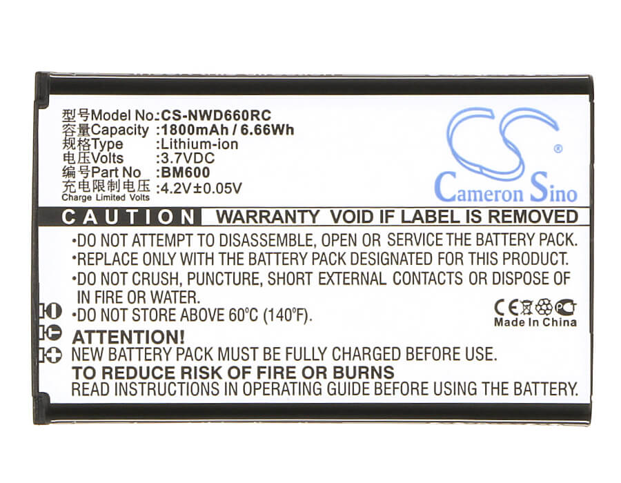 3.7V, 1800mAh, Li-ion Battery fits Nubia, Wd660, 6.66Wh