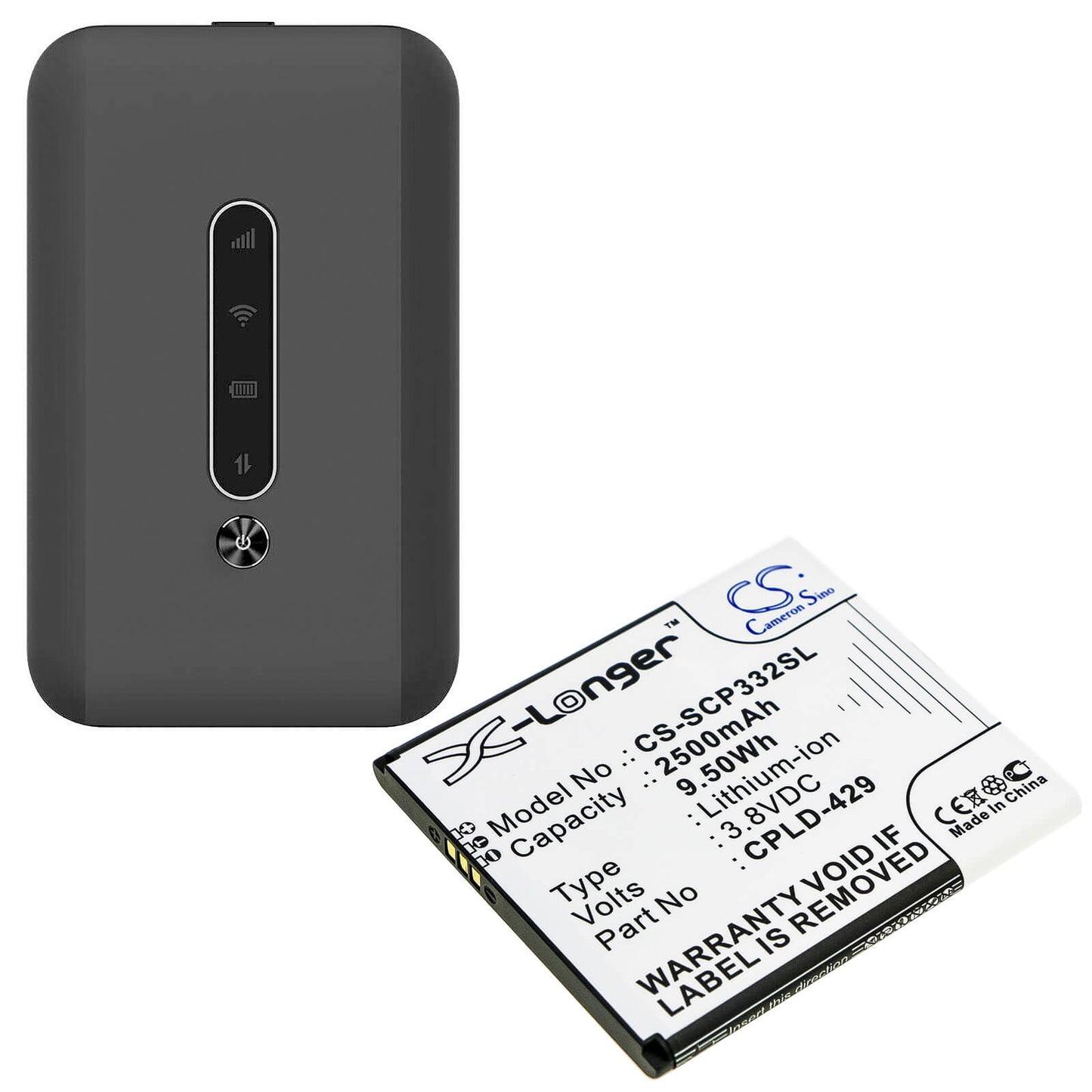 3.8V, 2500mAh, Li-ion Battery fits Sprint, Cp332a, Surf Wifi Hotspot 4g, 9.5Wh
