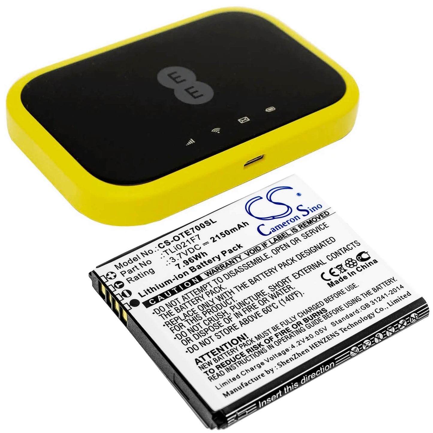 3.7V, 2150mAh, Li-ion Battery fits Ee, Mini 2 4g Lte, 7.955Wh
