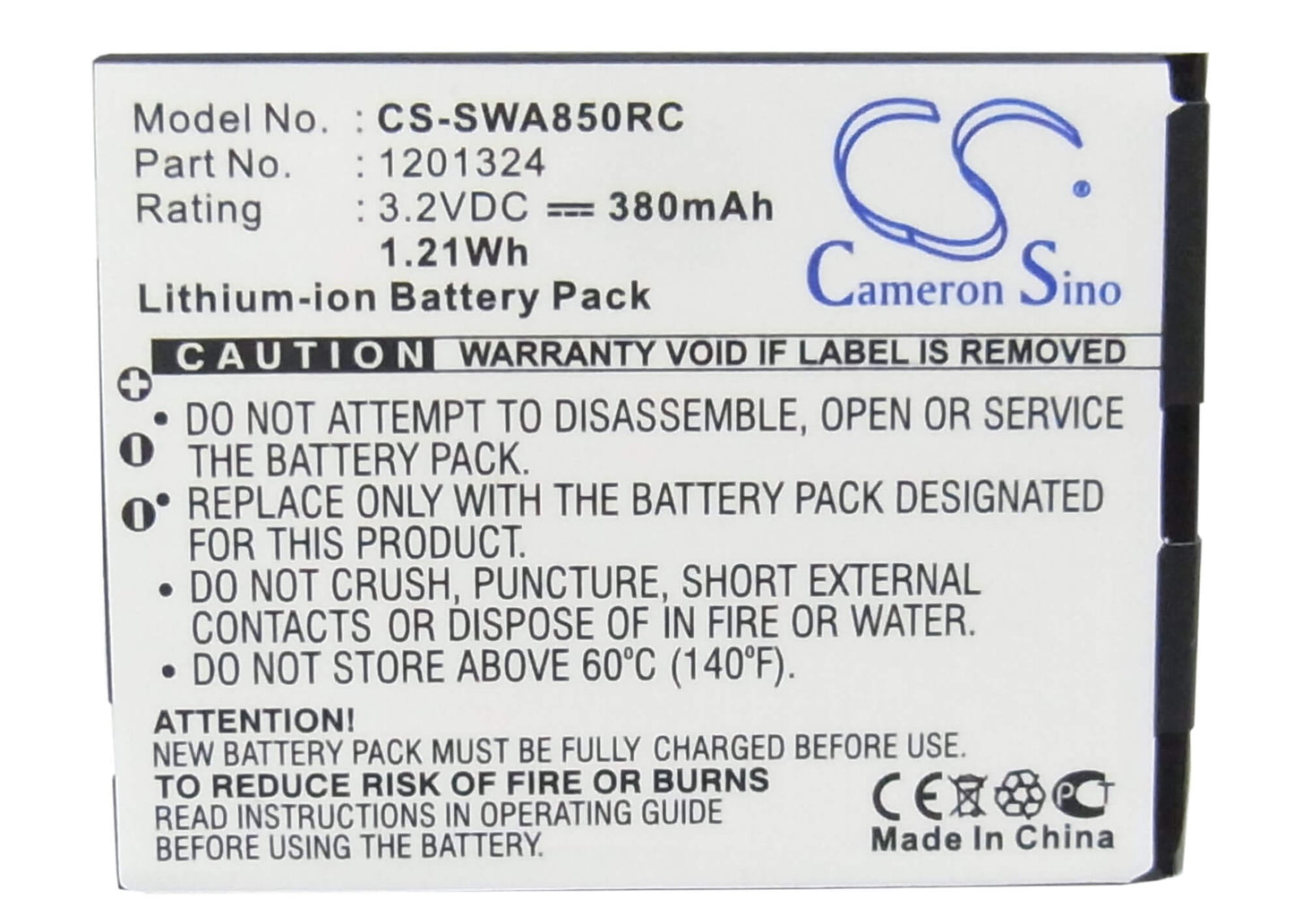 3.2V, 380mAh, Li-ion Battery fits Sierra Wireless, Aircard 595u, Aircard 875u, 1.216Wh