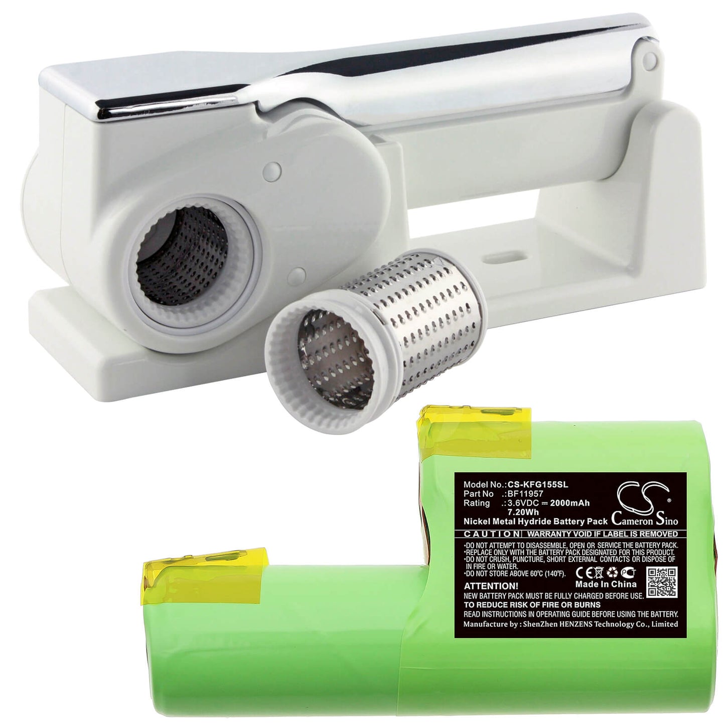 3.6V, 2000mAh, Ni-MH Battery fits Kenwood, Grati Fg155, 7.2Wh