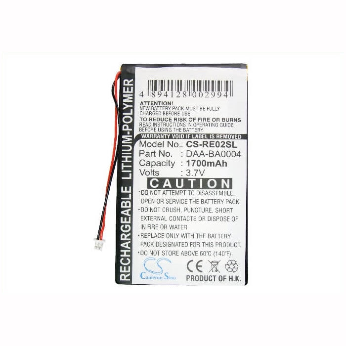 3.7V, 1700mAh, Li-Polymer Battery fits Creative, Dap-hd0014, Labs Nomad Jukebox Zentouch, 6.29Wh