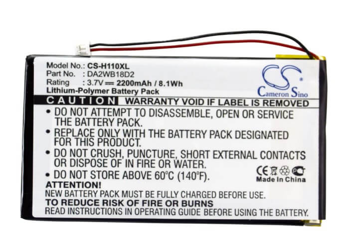 3.7V, 2200mAh, Li-Polymer Battery fits Iriver, H110, H120, 8.14Wh