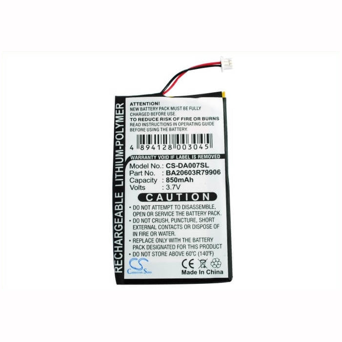 3.7V, 850mAh, Li-Polymer Battery fits Creative, Zen Neeon, Zen Neeon 2, 3.145Wh