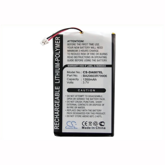 3.7V, 1350mAh, Li-Polymer Battery fits Creative, Zen Neeon, Zen Neeon 2, 4.995Wh