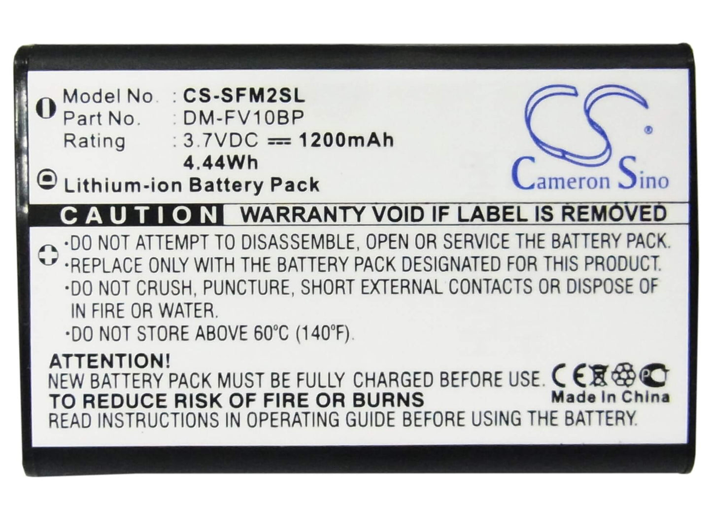 3.7V, 1200mAh, Li-ion Battery fits Jnc, Multimedia Ssf-m2, Multimedia Ssf-m20, 4.44Wh