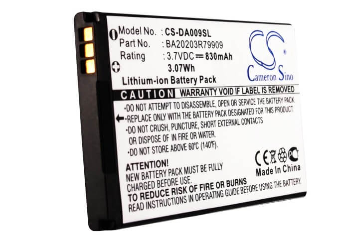 3.7V, 830mAh, Li-ion Battery fits Creative, Zen Micro Photo, 3.071Wh