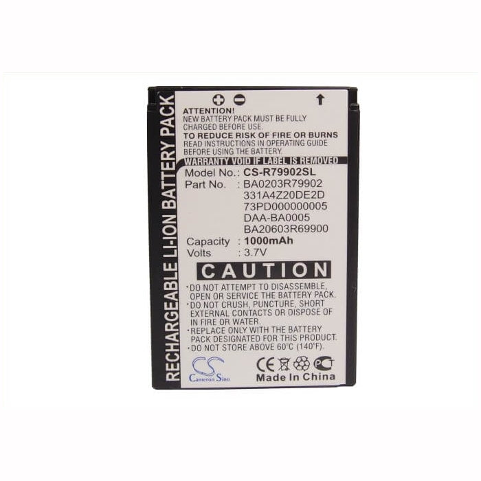 3.7V, 1000mAh, Li-ion Battery fits Creative, Jukbeox Zen Nx, Nomad, 3.7Wh