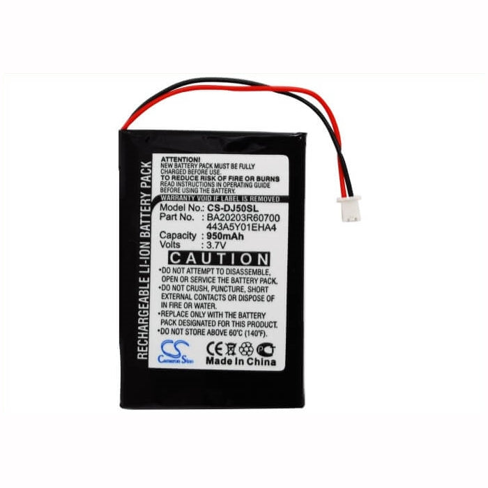 3.7V, 950mAh, Li-ion Battery fits Dell, Jukebox Dj 5gb, Jukebox Hvd3t, 3.515Wh
