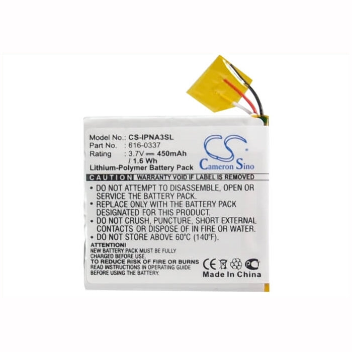3.7V, 450mAh, Li-Polymer Battery fits Apple, Ipod Nano 3rd 4gb, Ipod Nano 3rd 8gb, 1.665Wh