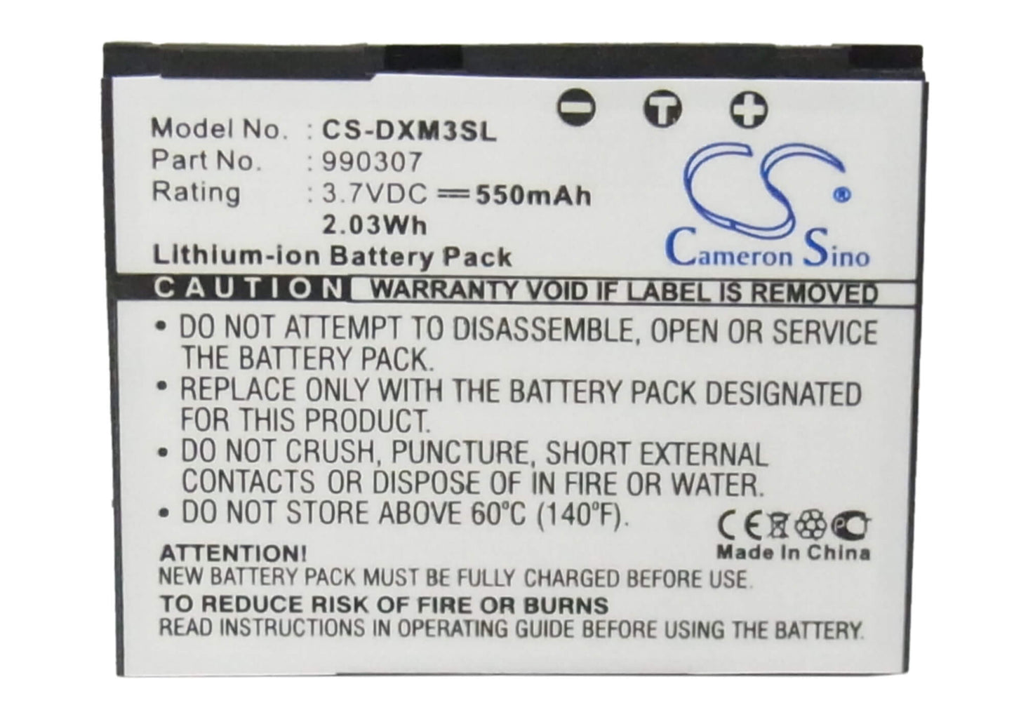 3.7V, 550mAh, Li-ion Battery fits Delphi, Sa10225, Xm Skyfi 3, 2.035Wh