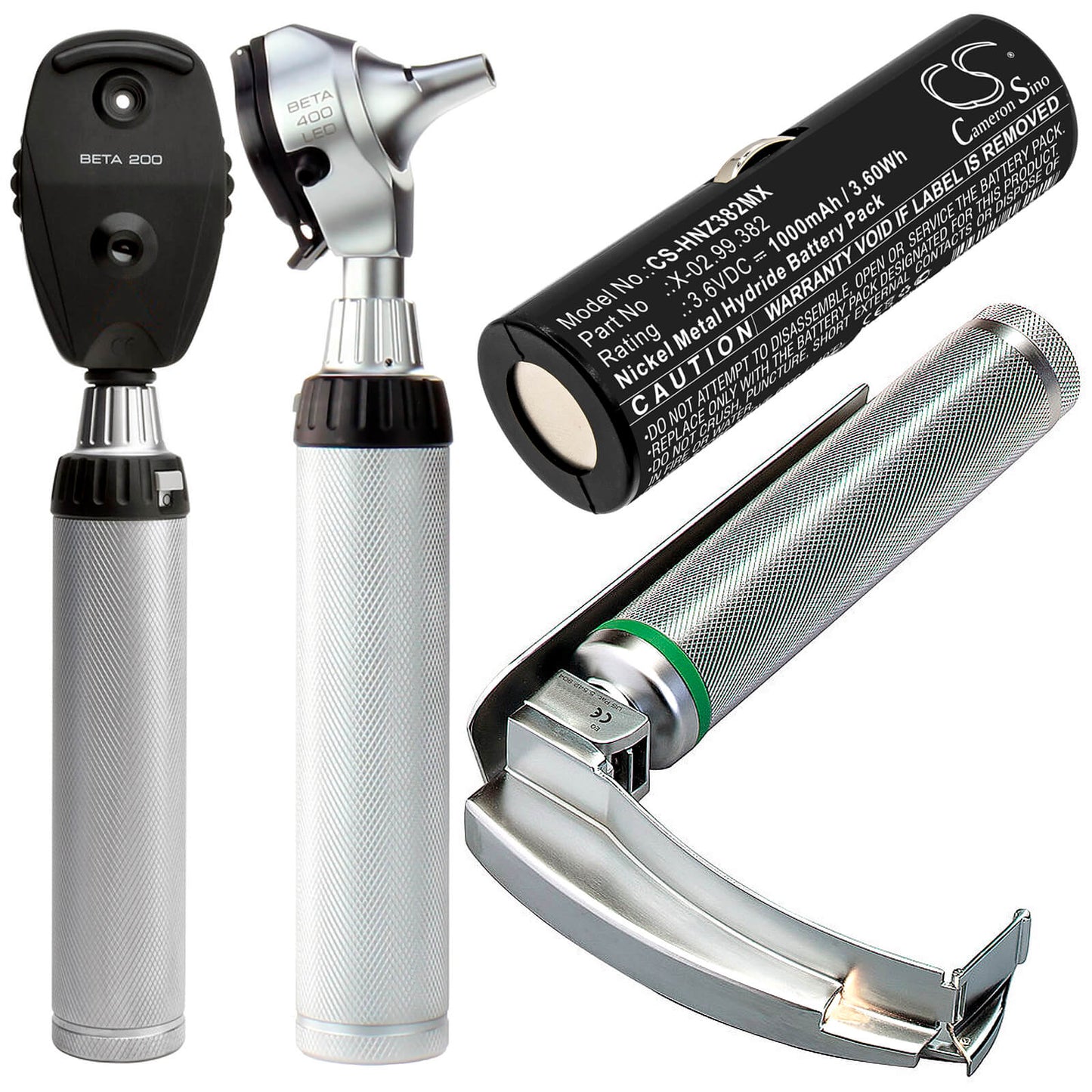 3.6V, 1000mAh, Ni-MH Battery fits Heine, Beta Handles, Ophthalmoscope Beta 200, 3.6Wh
