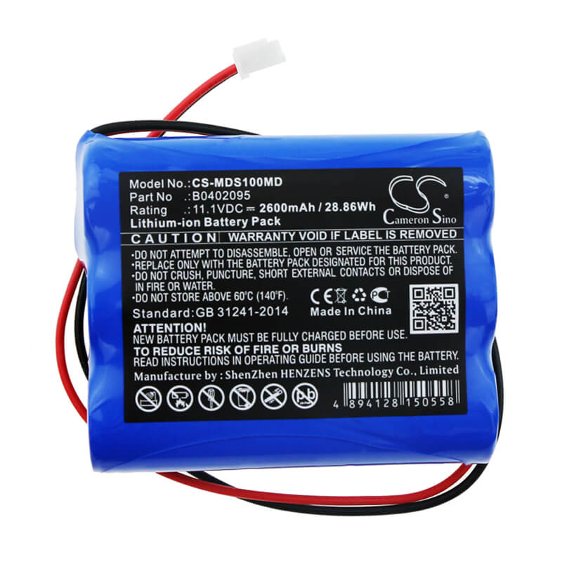 11.1V, 2600mAh, Li-ion Battery fits Medsonic, Mscpr-1a, 28.86Wh
