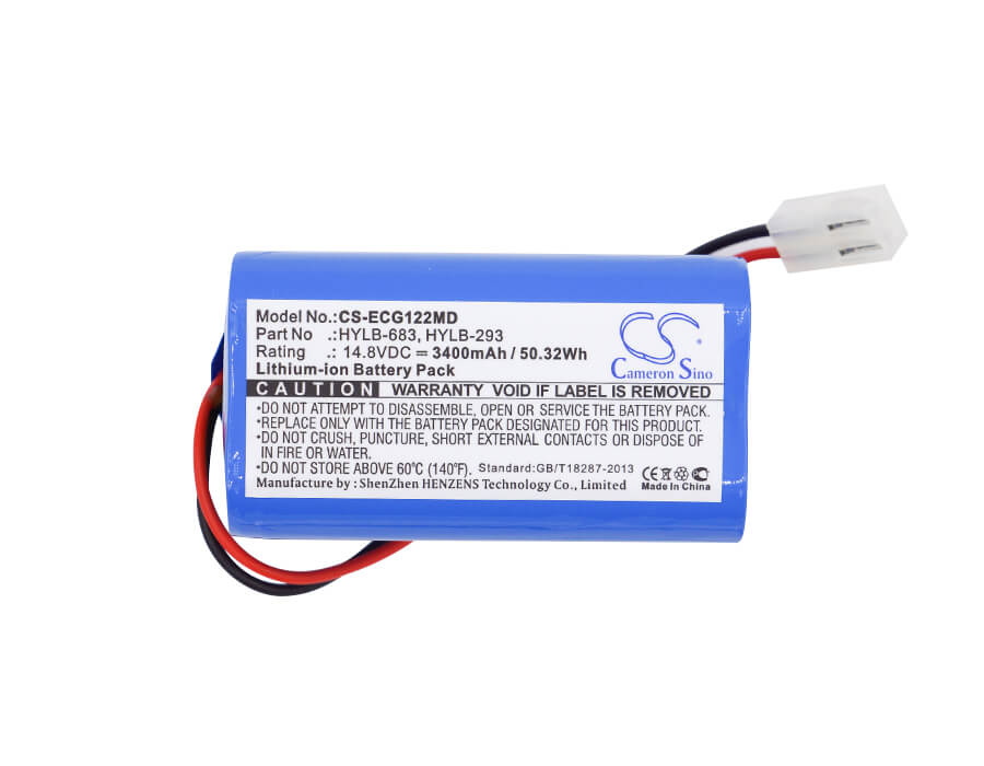 14.80V, 3400mAh, Li-ion Battery fits Biocare, Ecg-1200, Ecg-1201, 50.32Wh