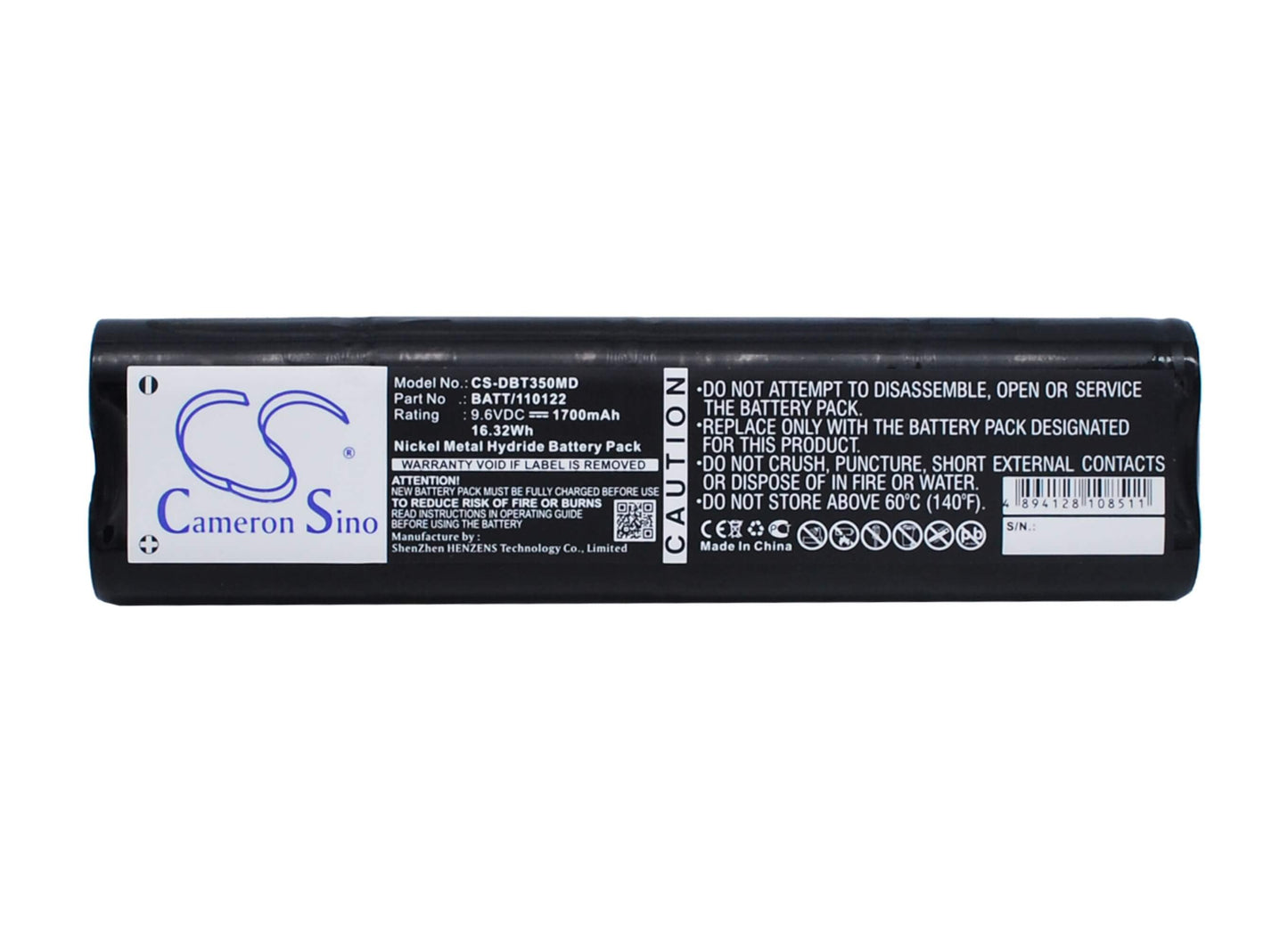 9.6V, 1700mAh, Ni-MH Battery fits Bioset, 3500, 16.32Wh