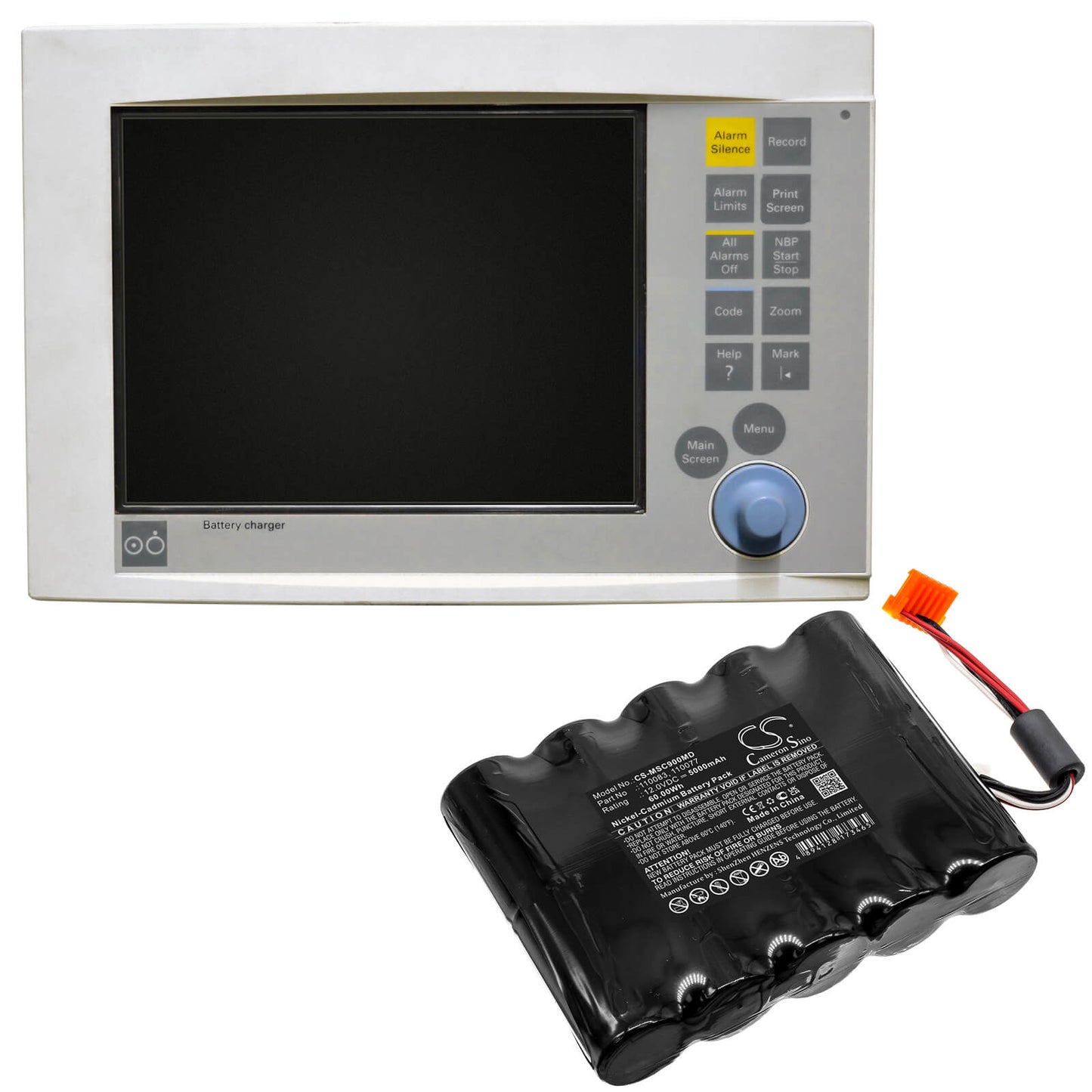 12.0V, 5000mAh, Ni-CD Battery fits Siemens, Monitor Sc7000, Monitor Sc9000, 60Wh