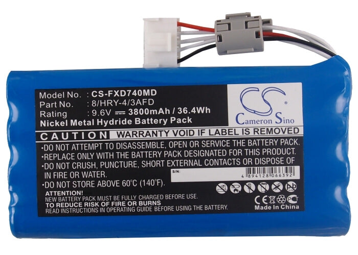 9.6V, 3800mAh, Ni-MH Battery fits Fukuda, Cardimax Fx-7402, Ecp-7600, 36.48Wh