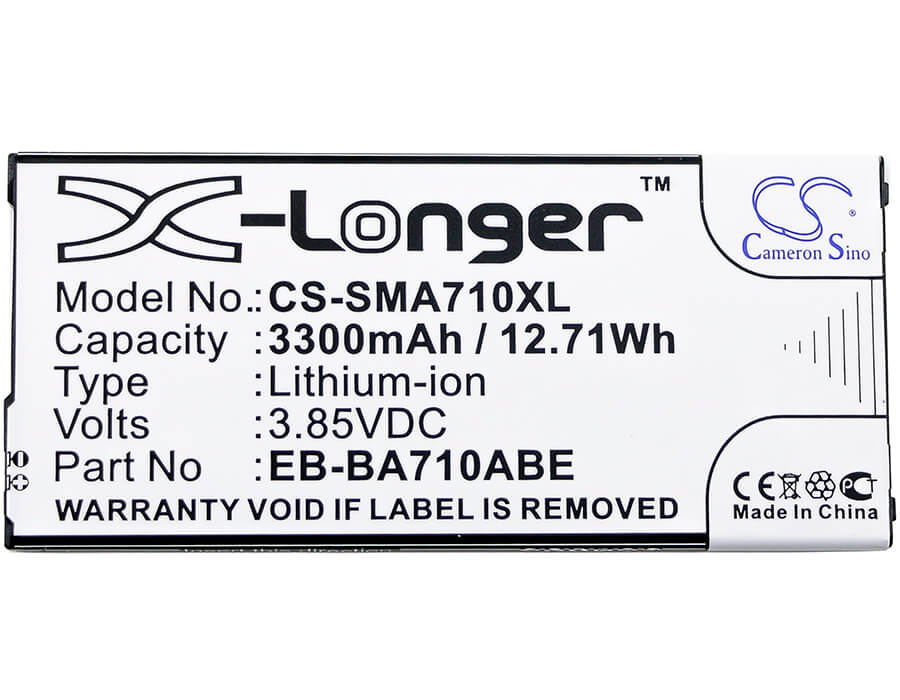 3.85V, 3300mAh, Li-ion Battery fits Samsung, Galaxy A7 2016 Duos, Galaxy A7 2016 Duos Td-lte, 12.705Wh