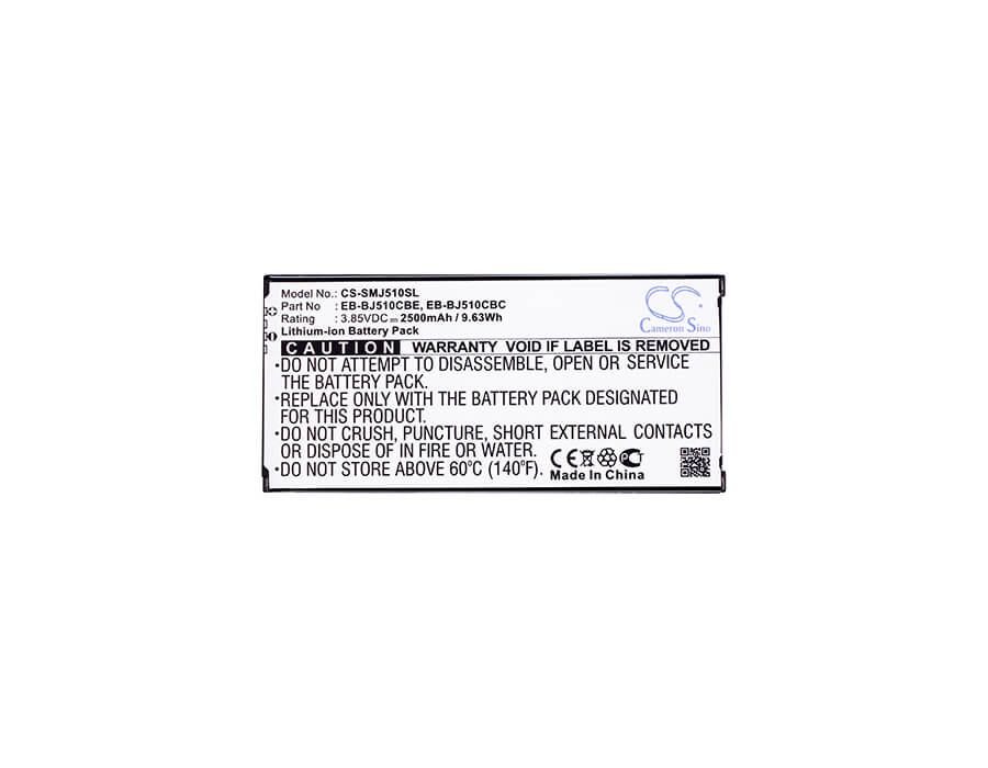 3.85V, 2500mAh, Li-ion Battery fits Samsung, Galaxy J5 2016, Galaxy J5 6 Duos, 9.625Wh