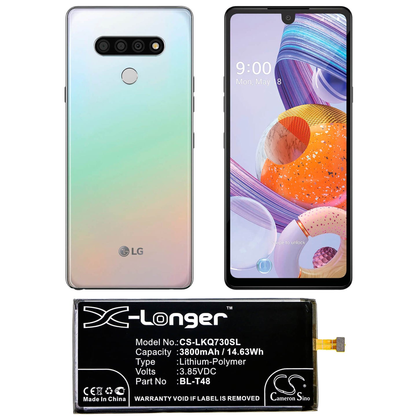 3.85V, 3800mAh, Li-Polymer Battery fits Lg, Lmq730am4, Lmq730am4a, 14.63Wh