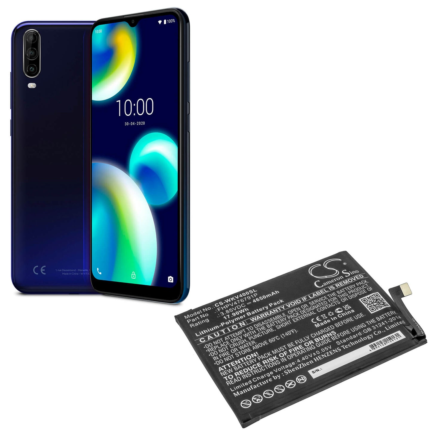 3.85V, 4650mAh, Li-Polymer Battery fits Wiko, Power U10, View 4, 17.9025Wh