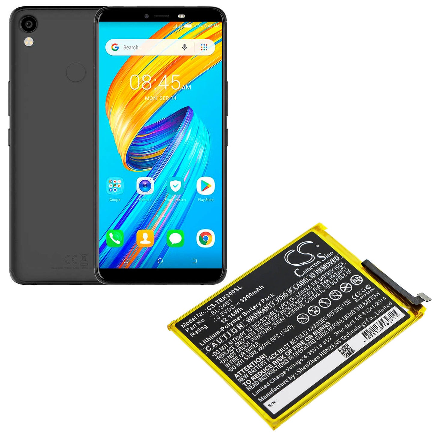 3.8V, 3200mAh, Li-Polymer Battery fits Tecno, Ka7, Ka7o, 12.16Wh