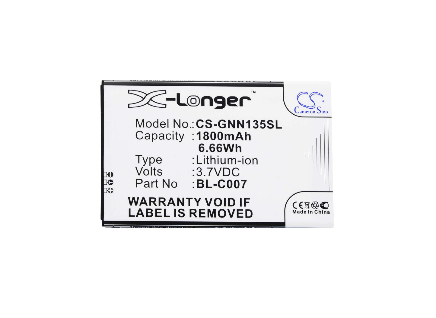 3.7V, 1800mAh, Li-ion Battery fits Ngm, Polaris, 6.66Wh