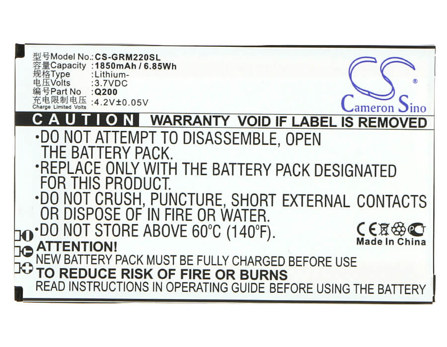 3.7V, 1850mAh, Li-Polymer Battery fits Green Orange, M2, Q200, 6.845Wh