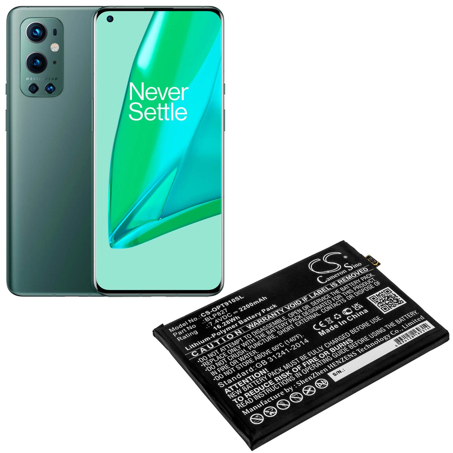 7.4V, 2200mAh, Li-Polymer Battery fits Oneplus, 9 Pro 5g, Le2120, 16.28Wh
