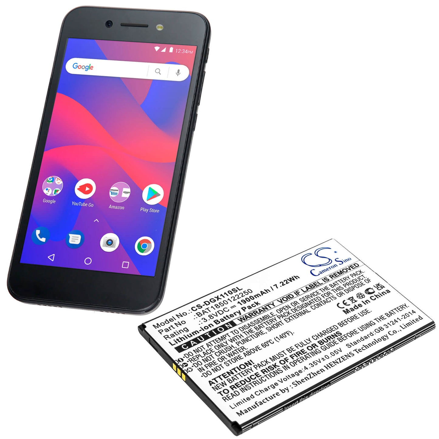 3.8V, 1900mAh, Li-ion Battery fits Doogee, X11, 7.22Wh