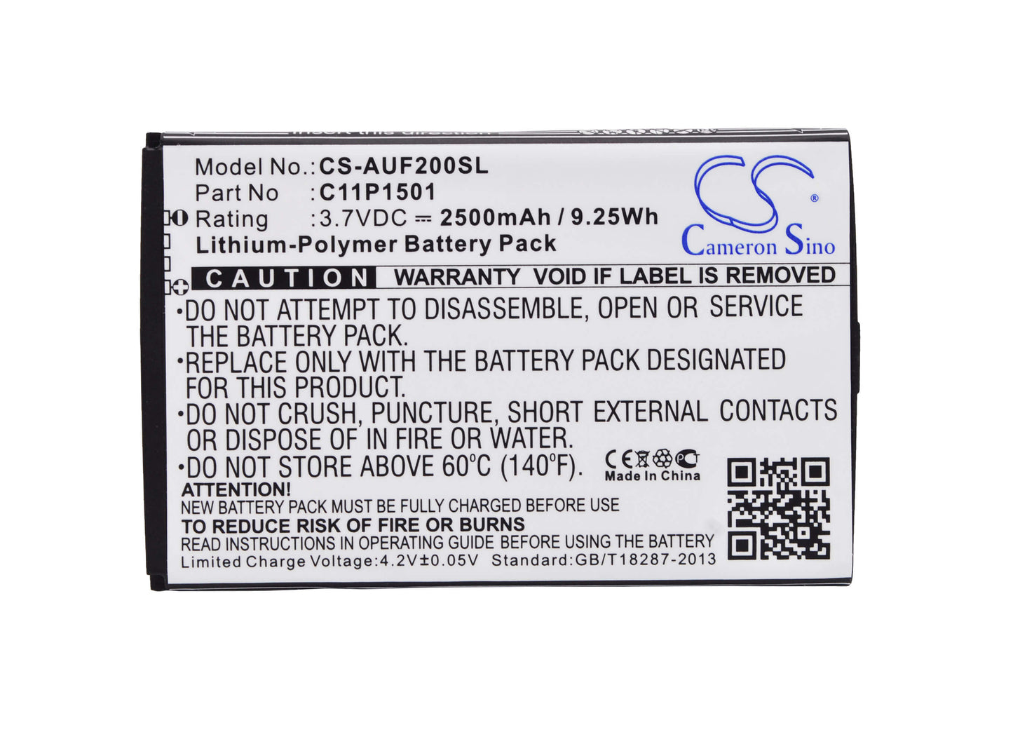 3.7V, 2500mAh, Li-Polymer Battery fits Asus, Z00d, Z00ud, 9.25Wh