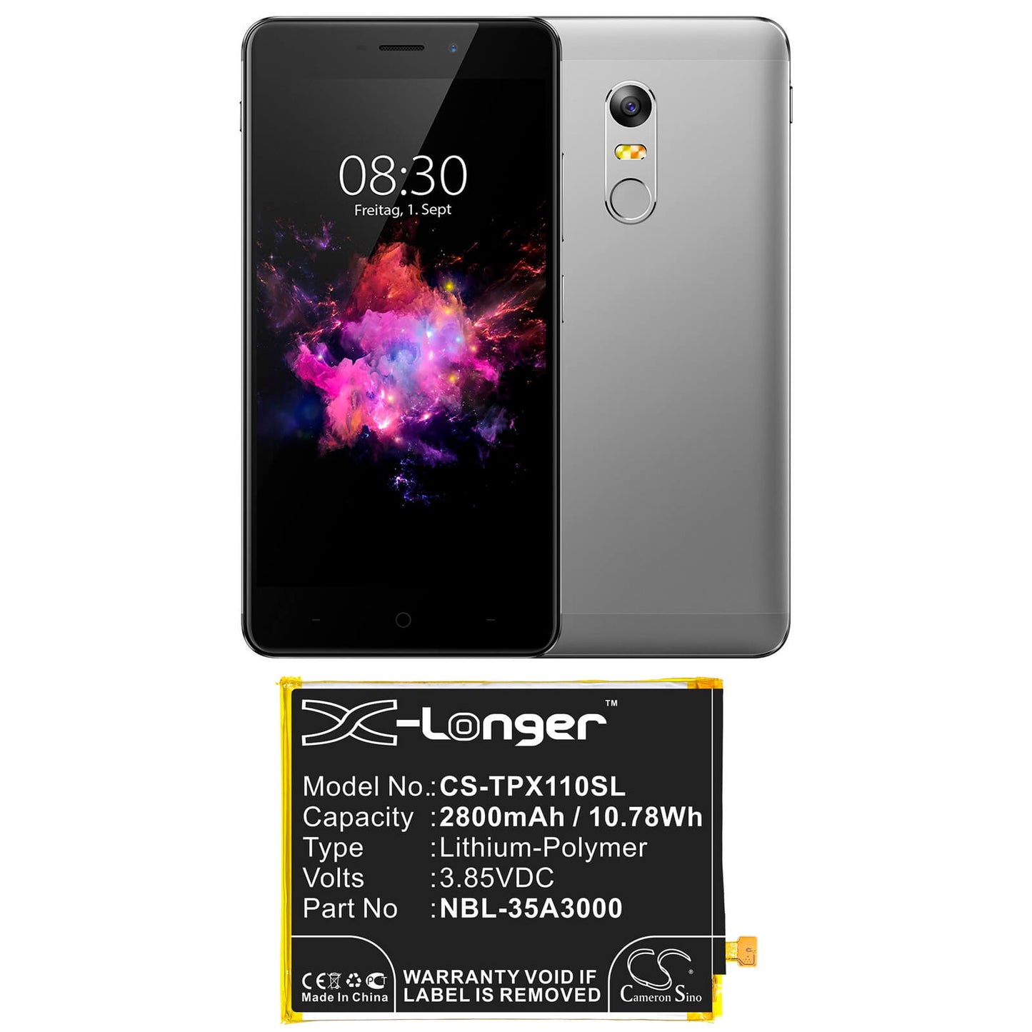 3.85V, 2800mAh, Li-Polymer Battery fits Tp-link, Neffos X1 Max, Neffos X1 Max Dual Sim, 10.78Wh