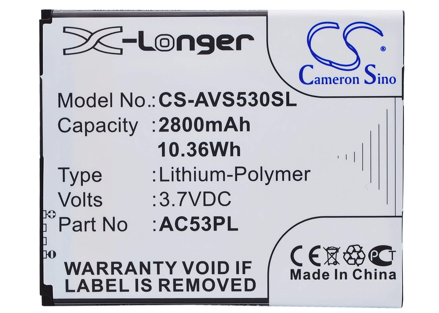 3.7V, 2800mAh, Li-Polymer Battery fits Archos, 53 Platinum, 10.36Wh