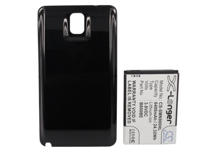 Black, 3.8V, 6400mAh, Li-ion Battery fits Samsung, Galaxy Note 3, Galaxy Note Iii, 24.32Wh