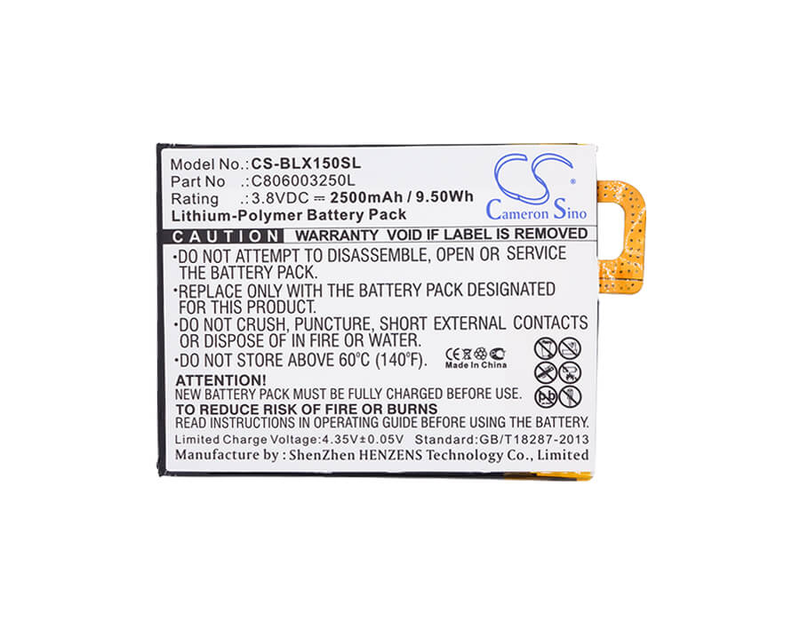 3.8V, 2500mAh, Li-Polymer Battery fits Blu, Win Hd 5.5", X150, 9.5Wh