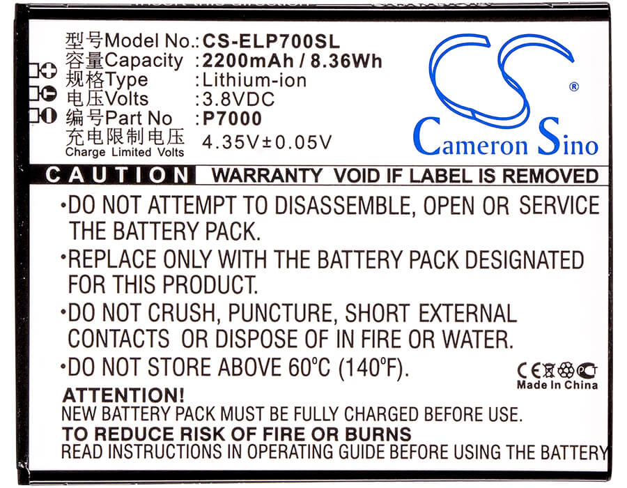 3.8V, 2200mAh, Li-ion Battery fits Elephone, P7000, Precious P7000, 8.36Wh