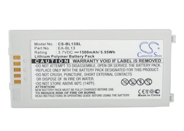3.7V, 1500mAh, Li-ion Battery fits Sharp, Ws007sh, Ws011sh, 5.55Wh