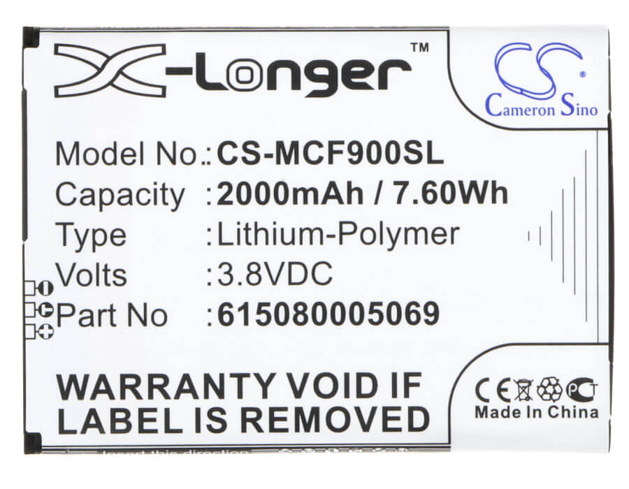 3.8V, 2000mAh, Li-Polymer Battery fits Mobistel, Cynus F9, Cynus F9 4g, 7.6Wh